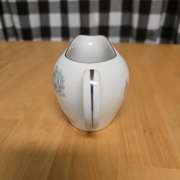 Vintage White Creamer Cup with Silver Rim and Roses - Used - Picture 4 of 9